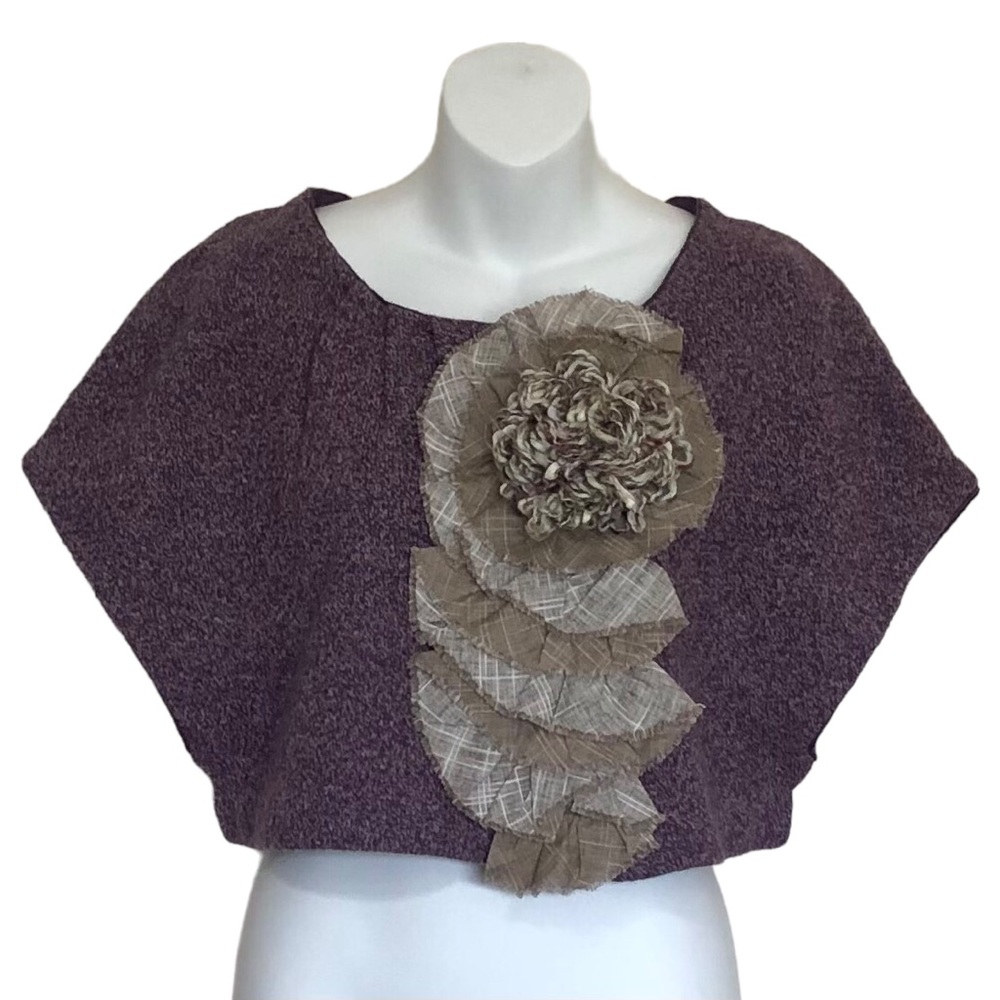 Anthropologie Moth Wool Blend Short Sleeve Sweater Cardigan Sz S/M